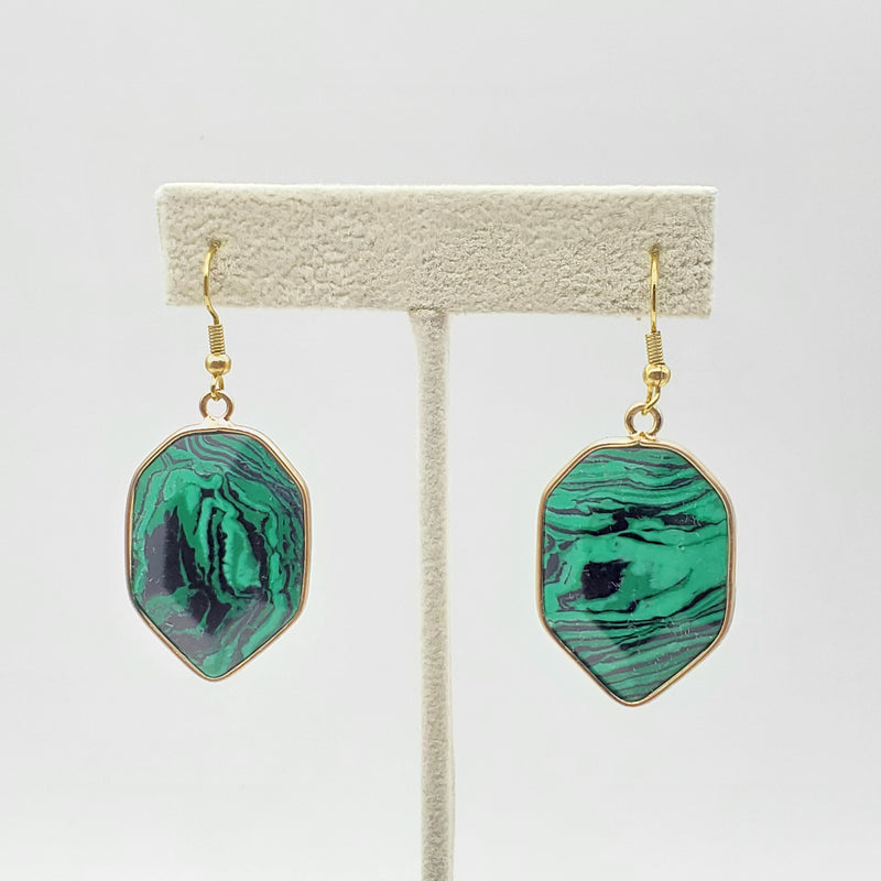 Geometric Malachite Earrings