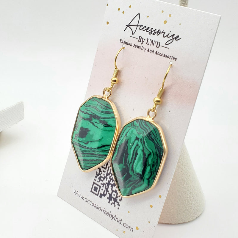 Geometric Malachite Earrings