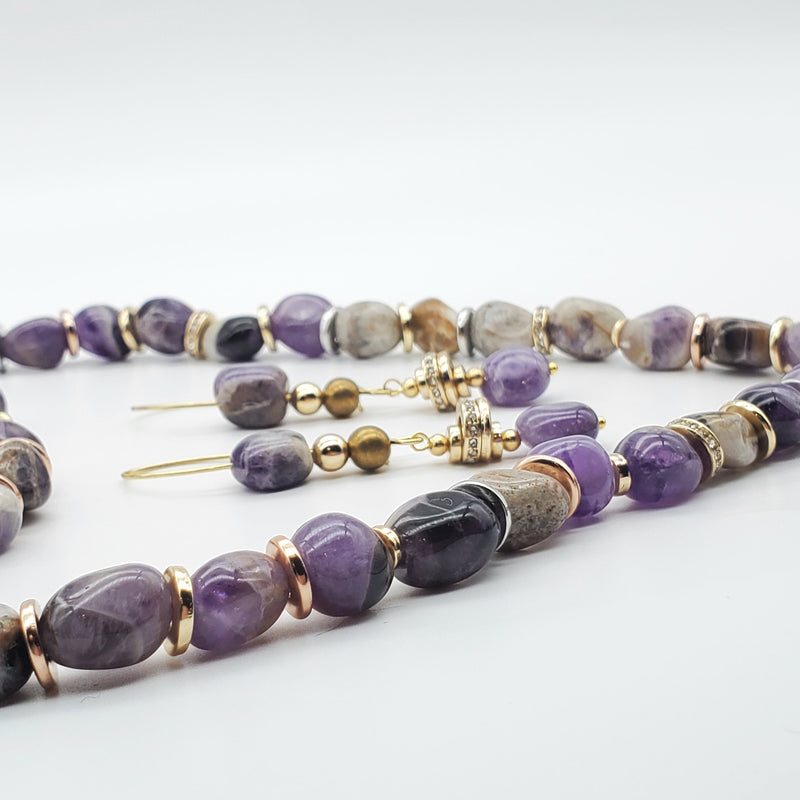 Natural Charm Nugget Amethyst Jewelry Set