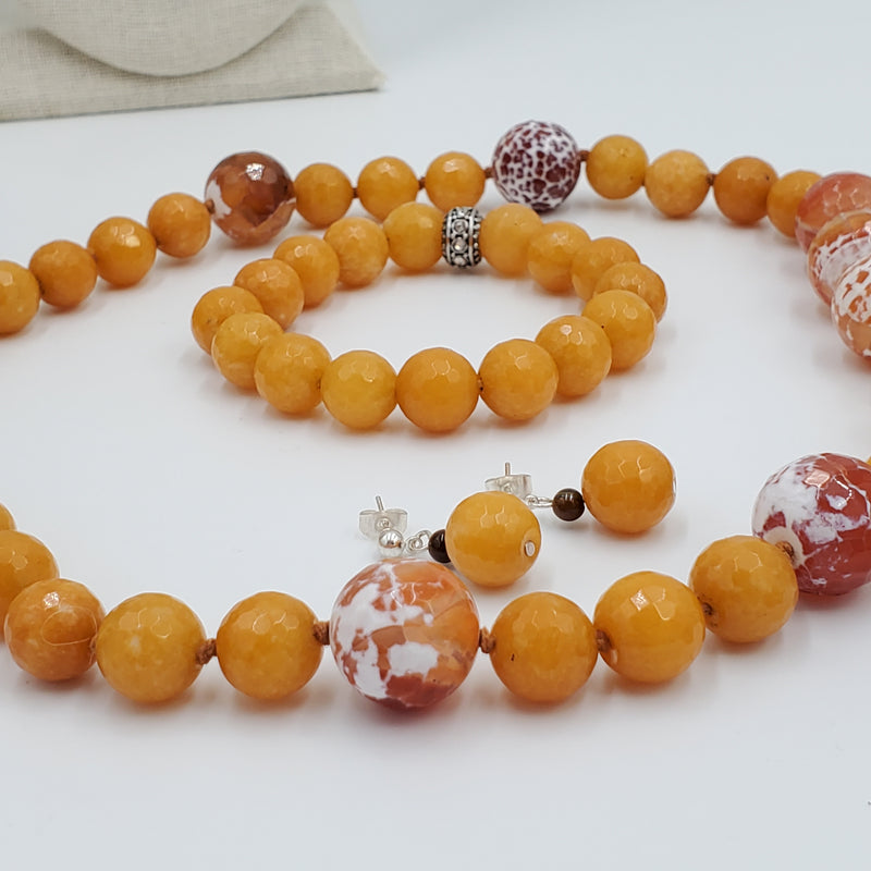 Fire Energy Yellow Jade Jewelry Set