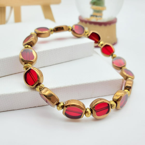 Festive Ruby Jewelry Window Glass Beads Set