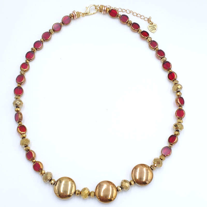 Festive Ruby Jewelry Window Glass Beads Set