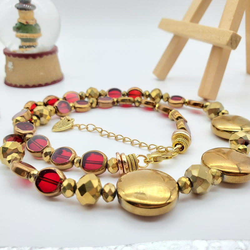 Festive Ruby Jewelry Window Glass Beads Set