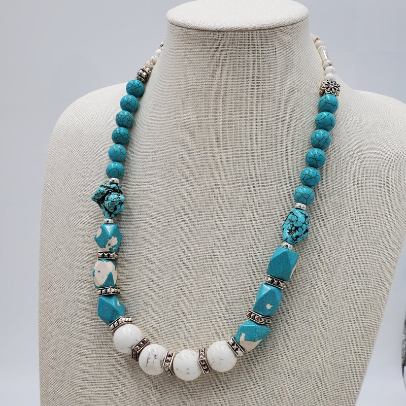 Howlite Magnesite Necklace and Earrings