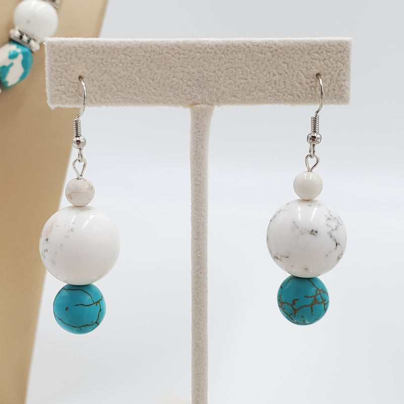 Howlite Magnesite Necklace and Matching Earrings