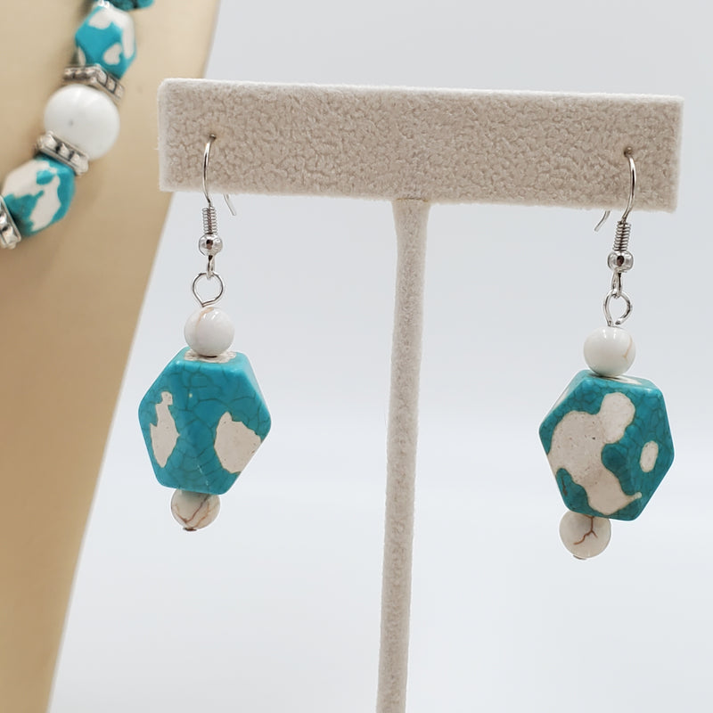 Howlite Magnesite Necklace and Earrings