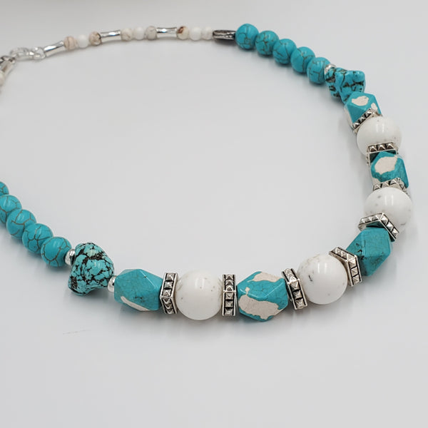 Howlite Magnesite Necklace and Matching Earrings