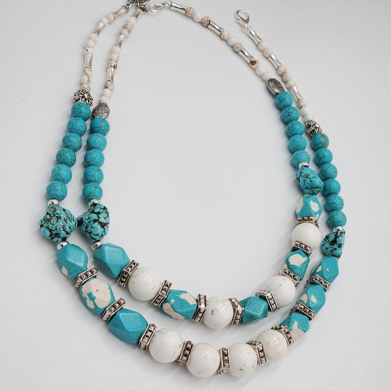 Howlite Magnesite Necklace and Earrings