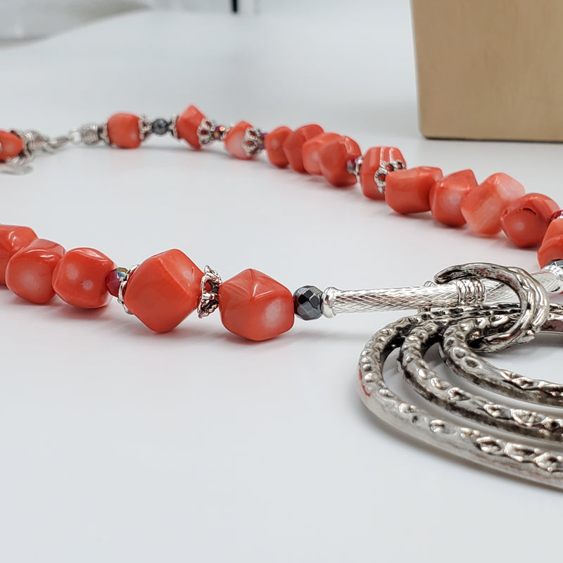 Concentric Orange Corals Jewelry Set