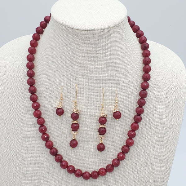 Red Jade Necklace and Earrings