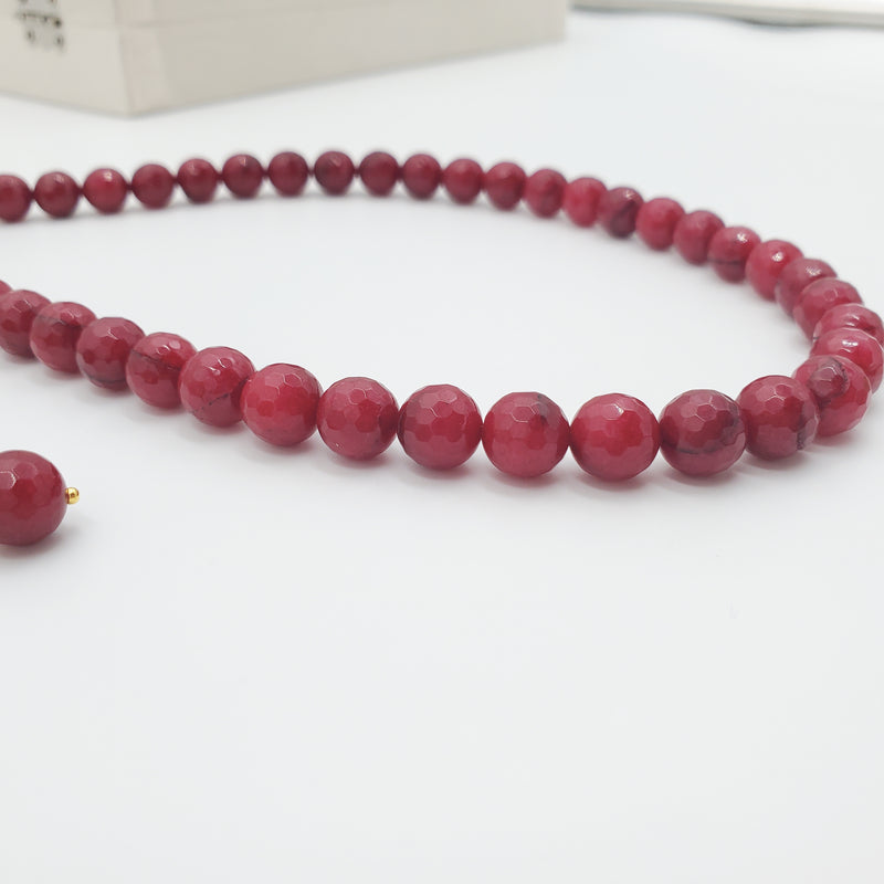 Red Jade Necklace and Earrings