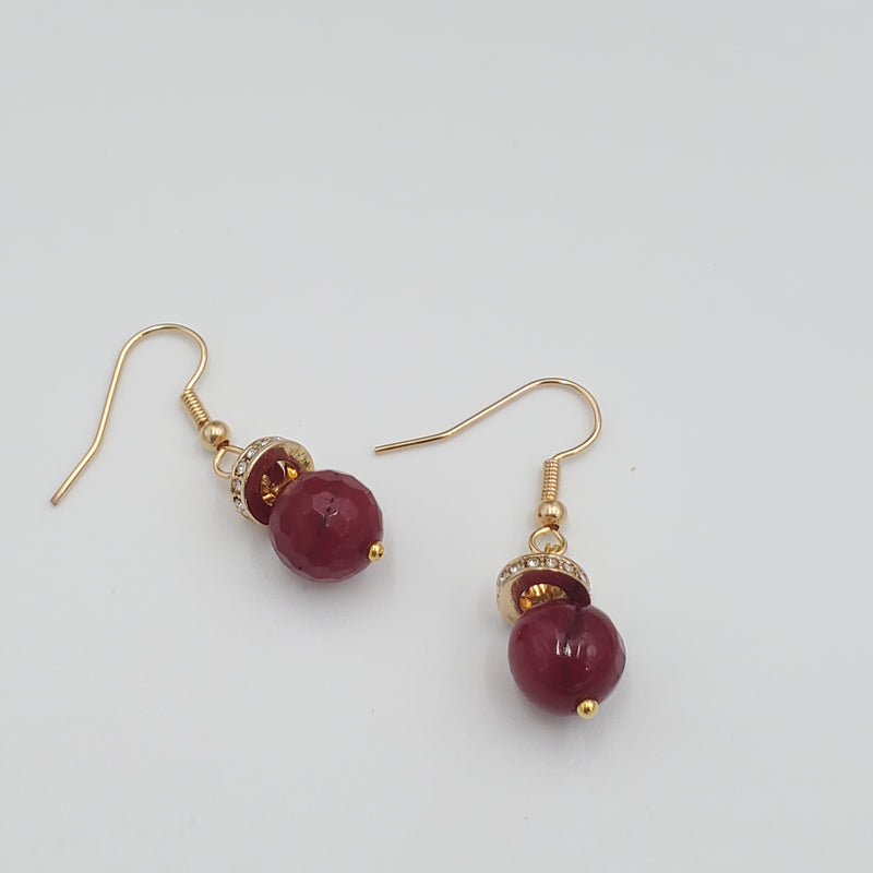 Red Jade Necklace and Earrings