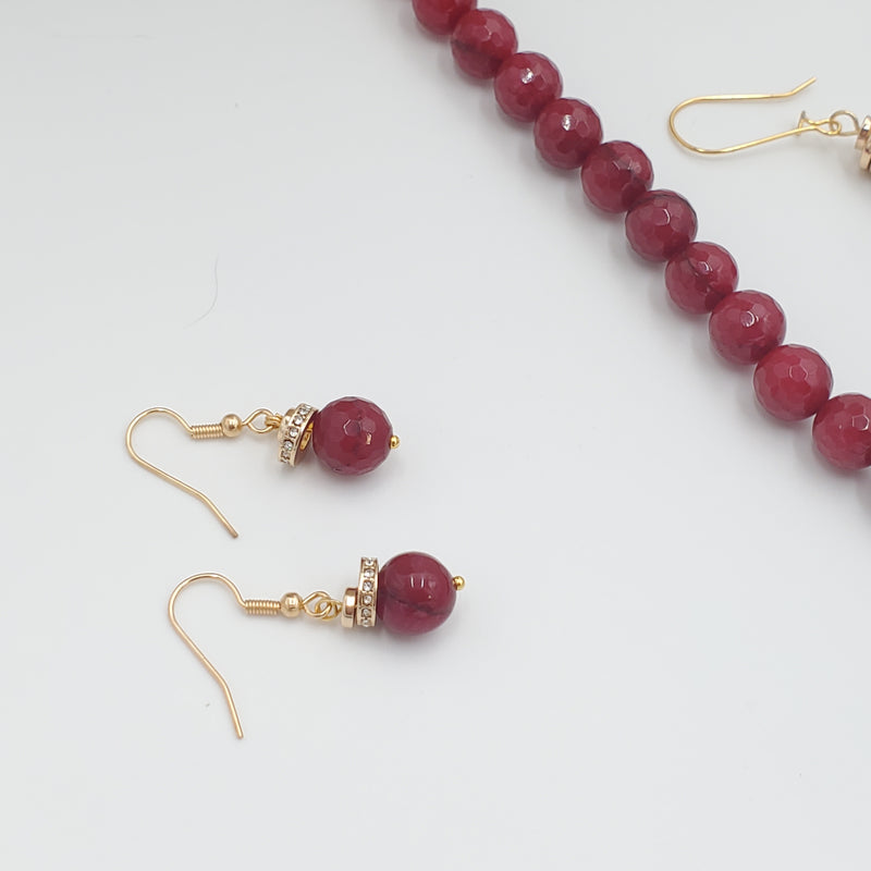 Red Jade Necklace and Earrings