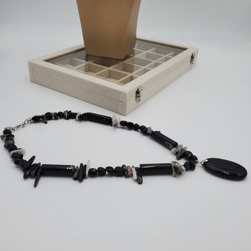 Black Onyx and Agate Necklace