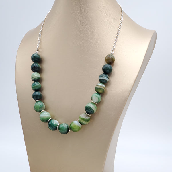 Green Agate Necklace and Earrings