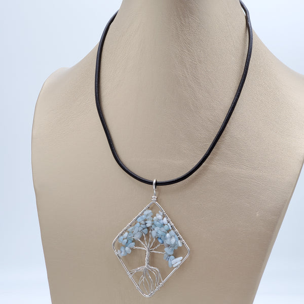 Aquamarine Tree of Life Necklace