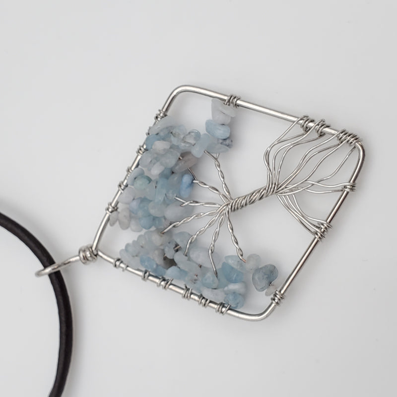 Aquamarine Tree of Life Necklace