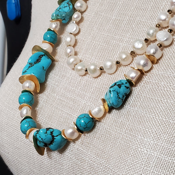 Freshwater Pearl and Magnesite Necklace, Customized