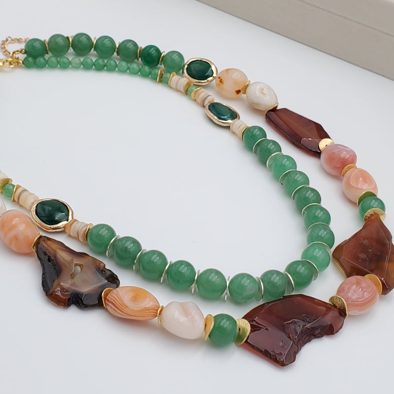 Elegant Aventurine and Botswana Agate Necklace