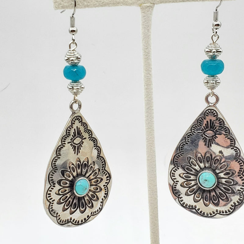 Antique Silver Drop Pendant Earrings