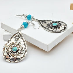 Antique Silver Drop Pendant Earrings