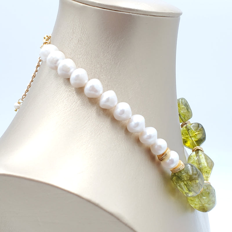 Peridot and Freshwater Pearl Necklace