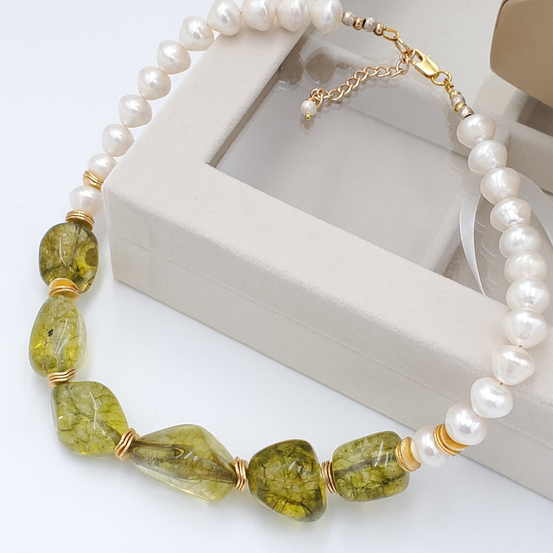 Peridot and Freshwater Pearl Necklace