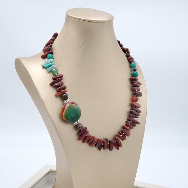 Brown and Green Agate Necklace