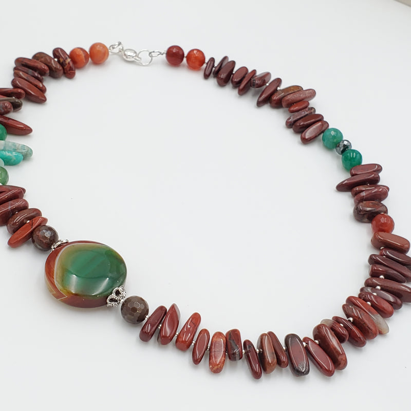 Brown and Green Agate Necklace