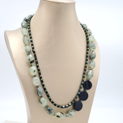 Prehnite and Black Onyx Necklace