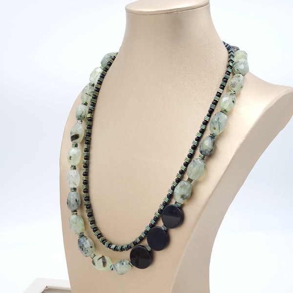 Prehnite and Black Onyx Necklace