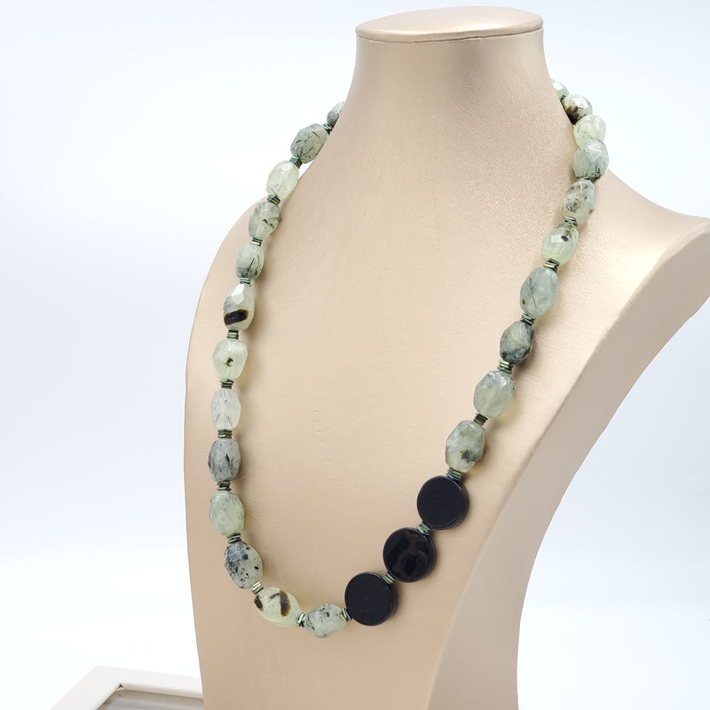 Prehnite and Black Onyx Necklace