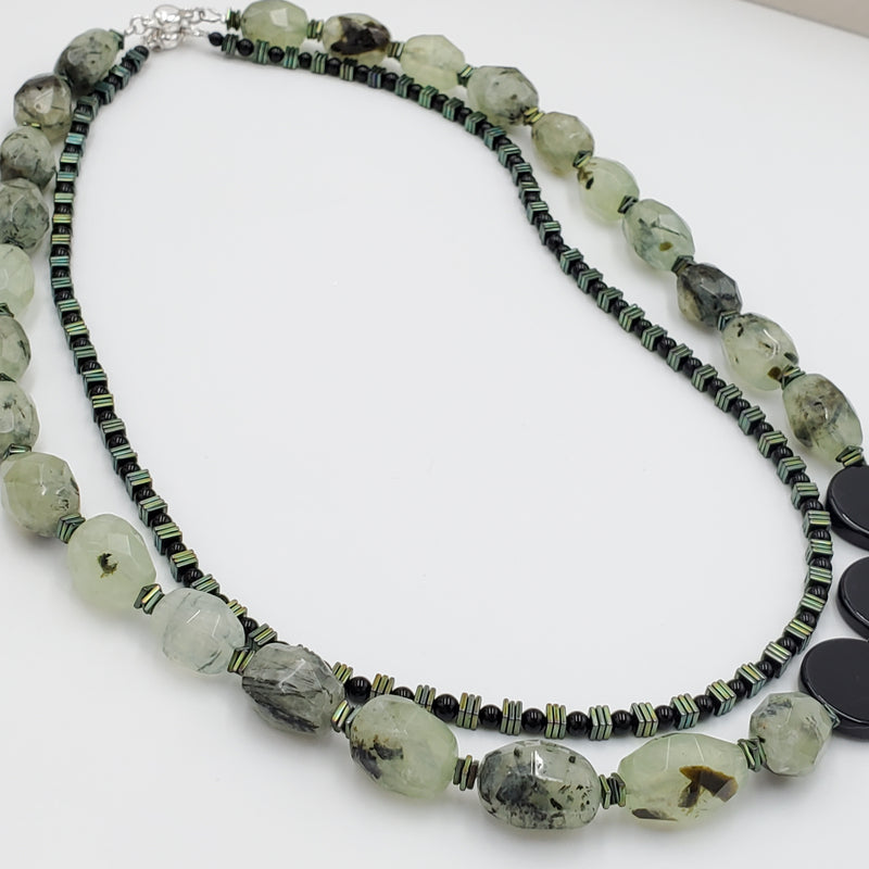 Prehnite and Black Onyx Necklace