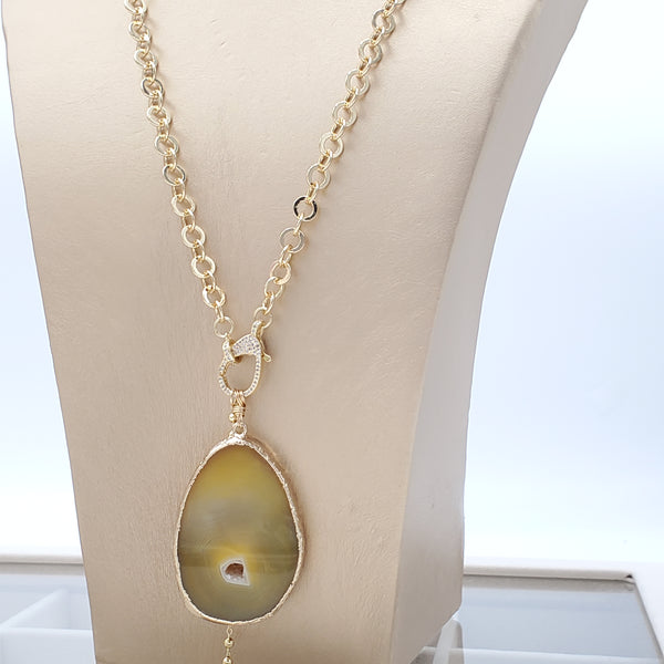 Yellow Agate and 10K Gold-plated Necklace