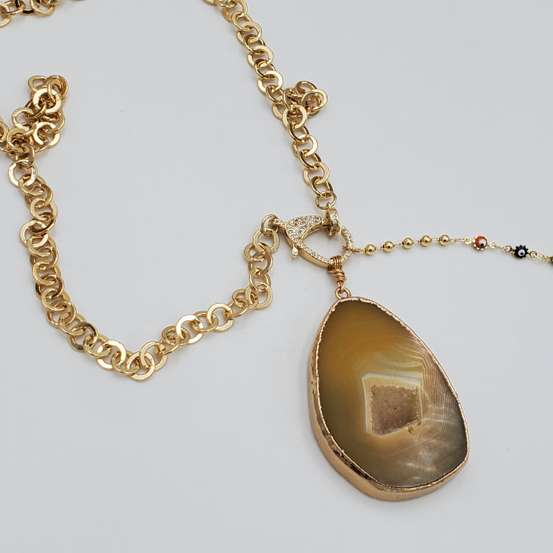 Yellow Agate and 10K Gold-plated Necklace