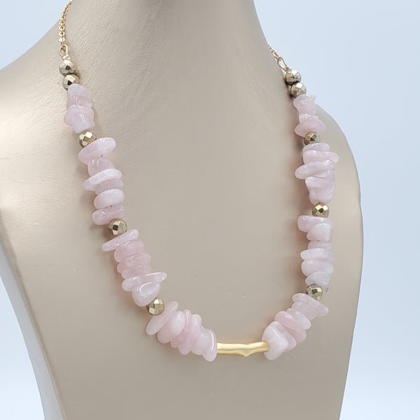 Rose Quartz Necklace And Bracelet Set