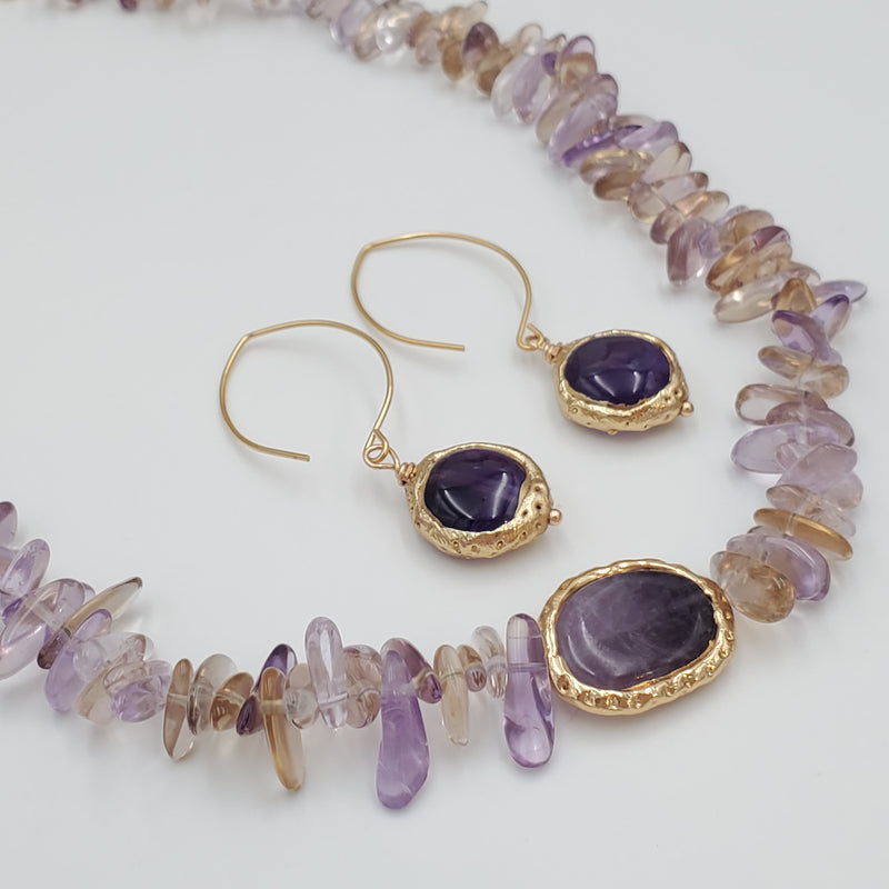 Ametrine Chips Necklace and Earrings