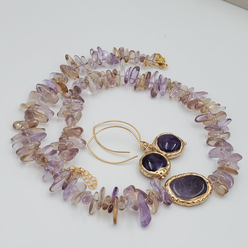 Ametrine Chips Necklace and Earrings