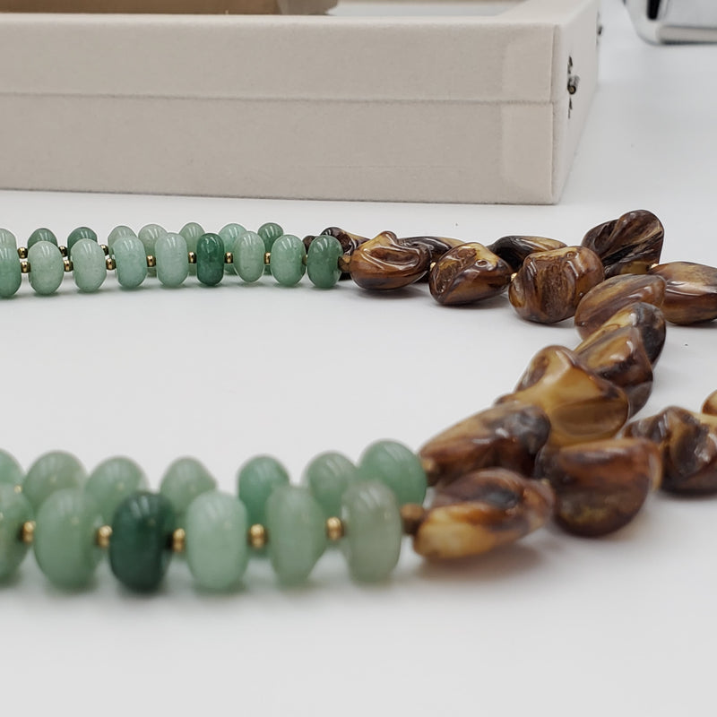 Green Aventurine and Brown Shells Necklace