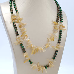 Green Emperor Jasper and Yellow Quartz Necklace